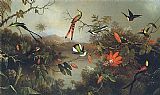 Martin Johnson Heade Tropical Landscape with Ten Hummingbirds 1870 painting
